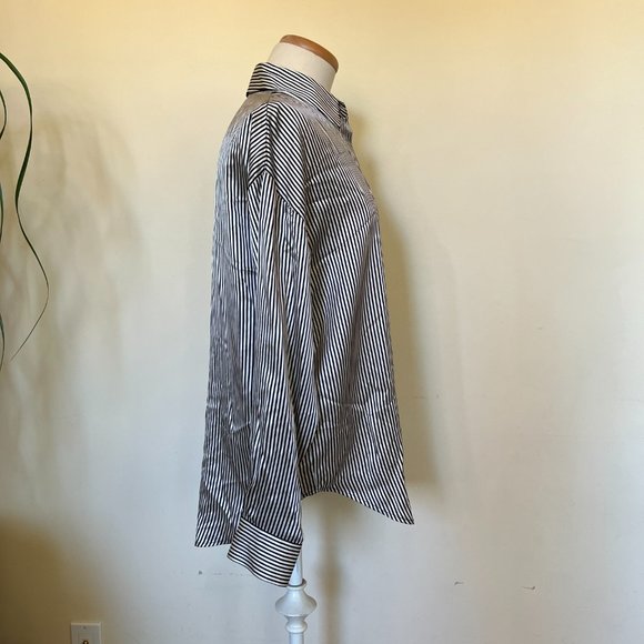 Classiques Entier Black and White Stripe Silk Blouse M - Picture 3 of 10